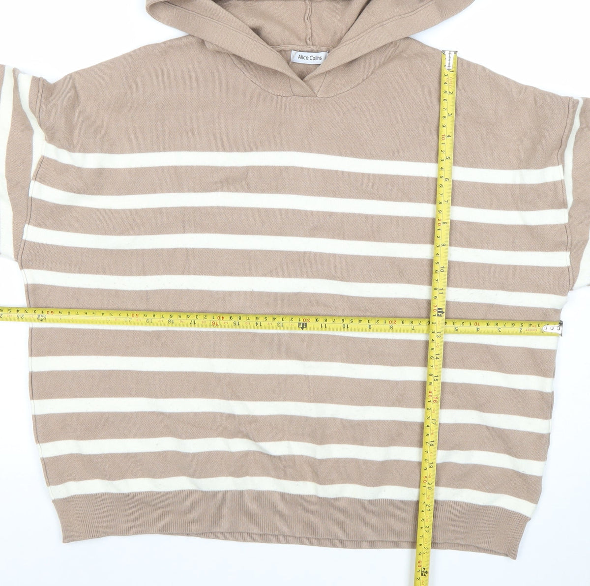 Womens UK Size 18 Alice Collins Beige Pullover Hoodie