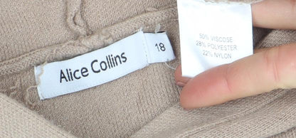Womens UK Size 18 Alice Collins Beige Pullover Hoodie