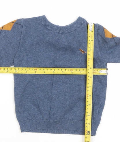 Next Blue Argyle Dinosaur Knit Jumper 12-18 Months Unisex Baby Pullover