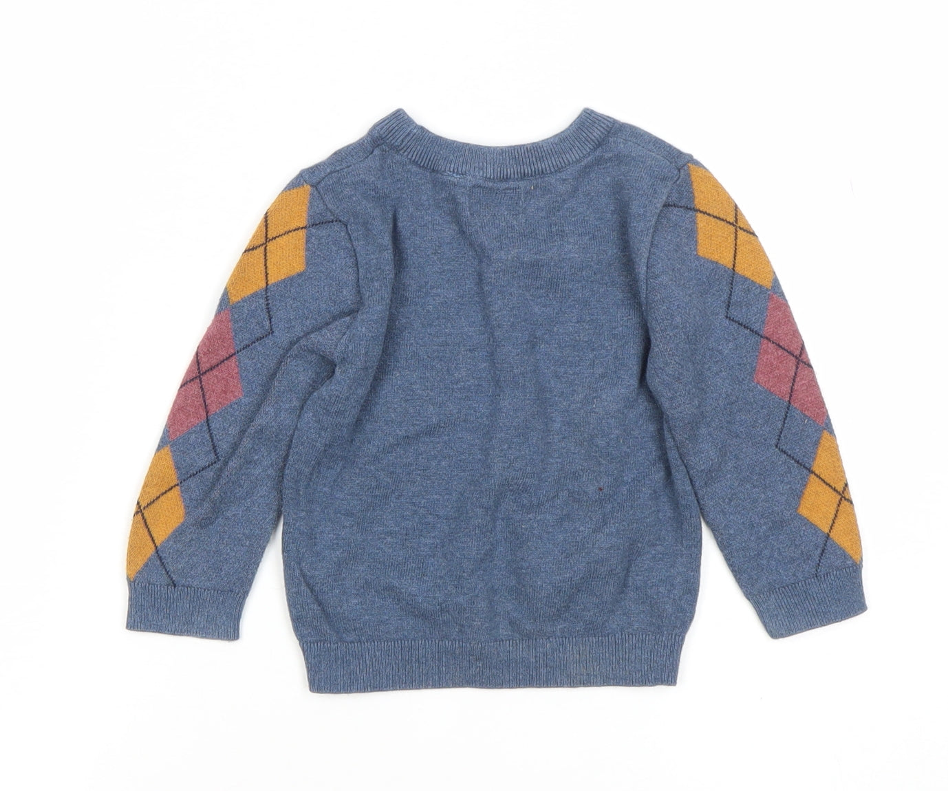 Next Blue Argyle Dinosaur Knit Jumper 12-18 Months Unisex Baby Pullover