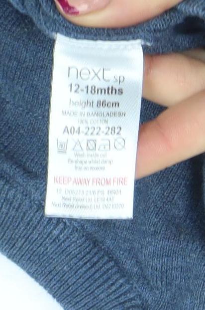 Next Blue Argyle Dinosaur Knit Jumper 12-18 Months Unisex Baby Pullover