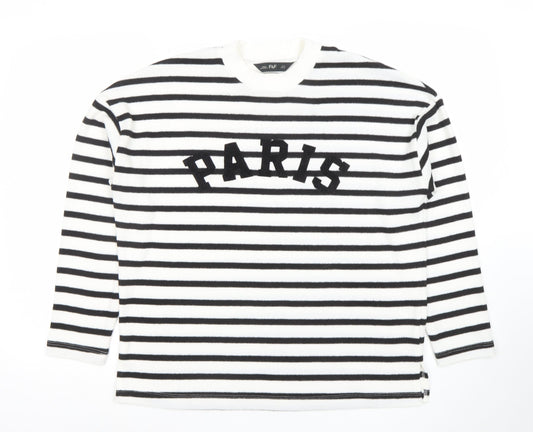 F&F Womens White Black Striped Paris Jumper Size M