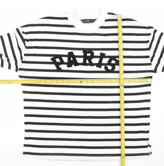 F&F Womens White Black Striped Paris Jumper Size M