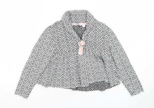 MyWear Girls Black Knit Geometric Tie Jacket 5-6 Years Lined Winter Cotton Blend