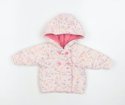 Next Unisex Baby Multicoloured Knit Hooded Double-Breasted Jacket Newborn