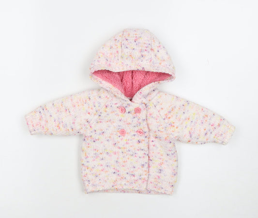 Next Unisex Baby Multicoloured Knit Hooded Double-Breasted Jacket Newborn
