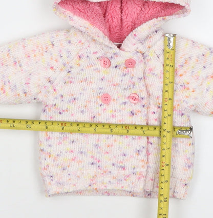 Next Unisex Baby Multicoloured Knit Hooded Double-Breasted Jacket Newborn
