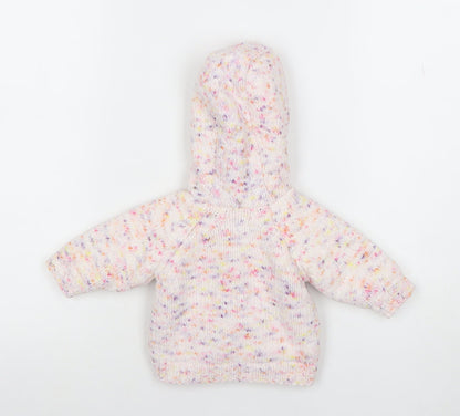 Next Unisex Baby Multicoloured Knit Hooded Double-Breasted Jacket Newborn
