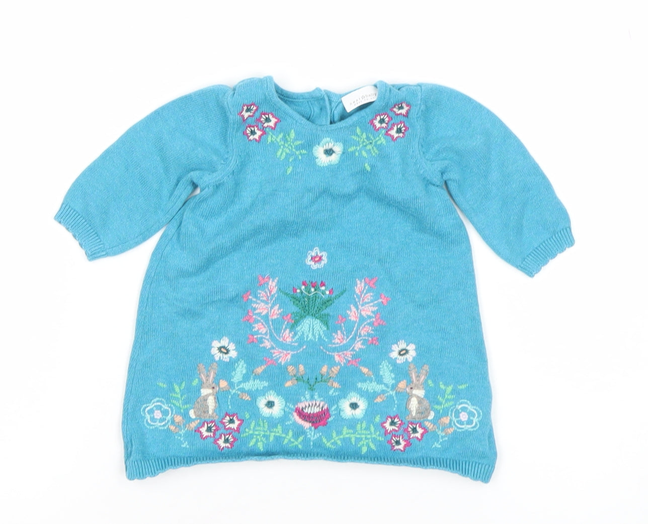 Next Blue Bunny Floral Knit Pullover Jumper 0-3 Months Unisex Baby