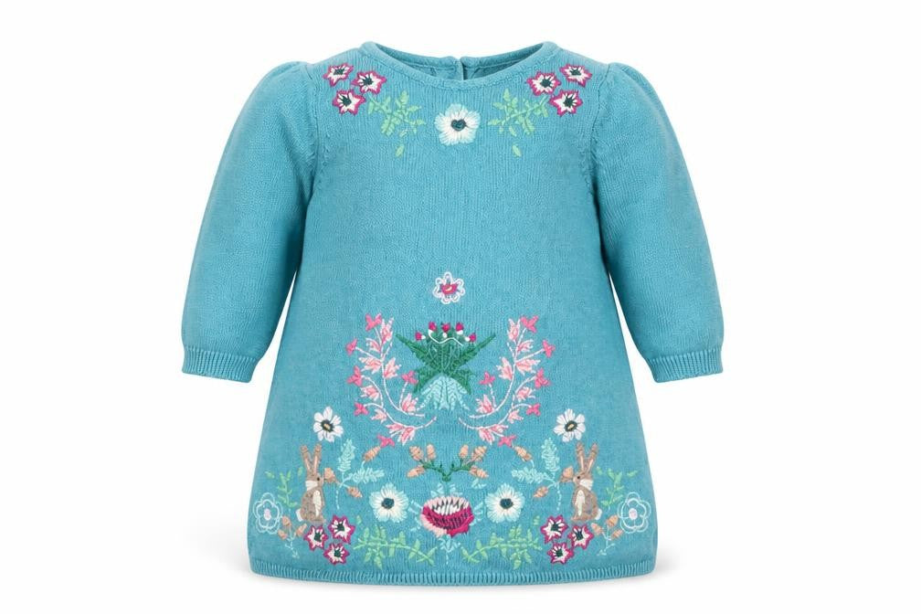 Next Blue Bunny Floral Knit Pullover Jumper 0-3 Months Unisex Baby