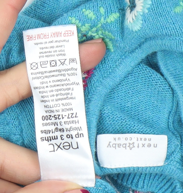 Next Blue Bunny Floral Knit Pullover Jumper 0-3 Months Unisex Baby