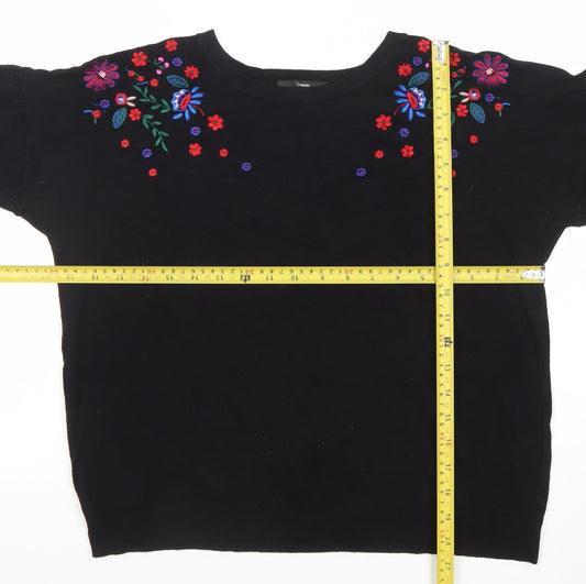 George Women’s Black Floral Embroidered Pullover Jumper Size 12