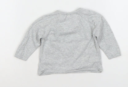 Mamas & Papas Grey Long Sleeve Cotton 'Hello World' Baby T-Shirt 3-6M