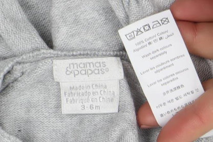 Mamas & Papas Grey Long Sleeve Cotton 'Hello World' Baby T-Shirt 3-6M
