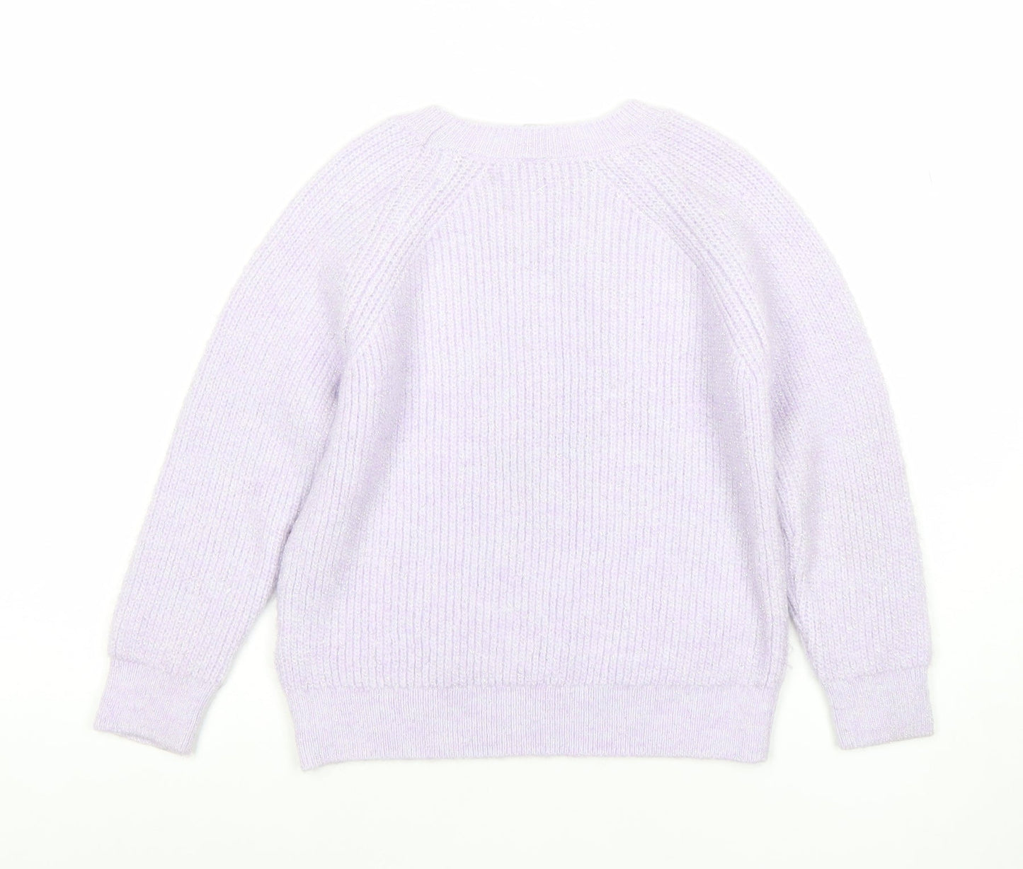 Tu Girls Lilac Rib Knit Pullover Jumper 7 Years Polyester Acrylic Blend