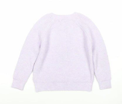 Tu Girls Lilac Rib Knit Pullover Jumper 7 Years Polyester Acrylic Blend