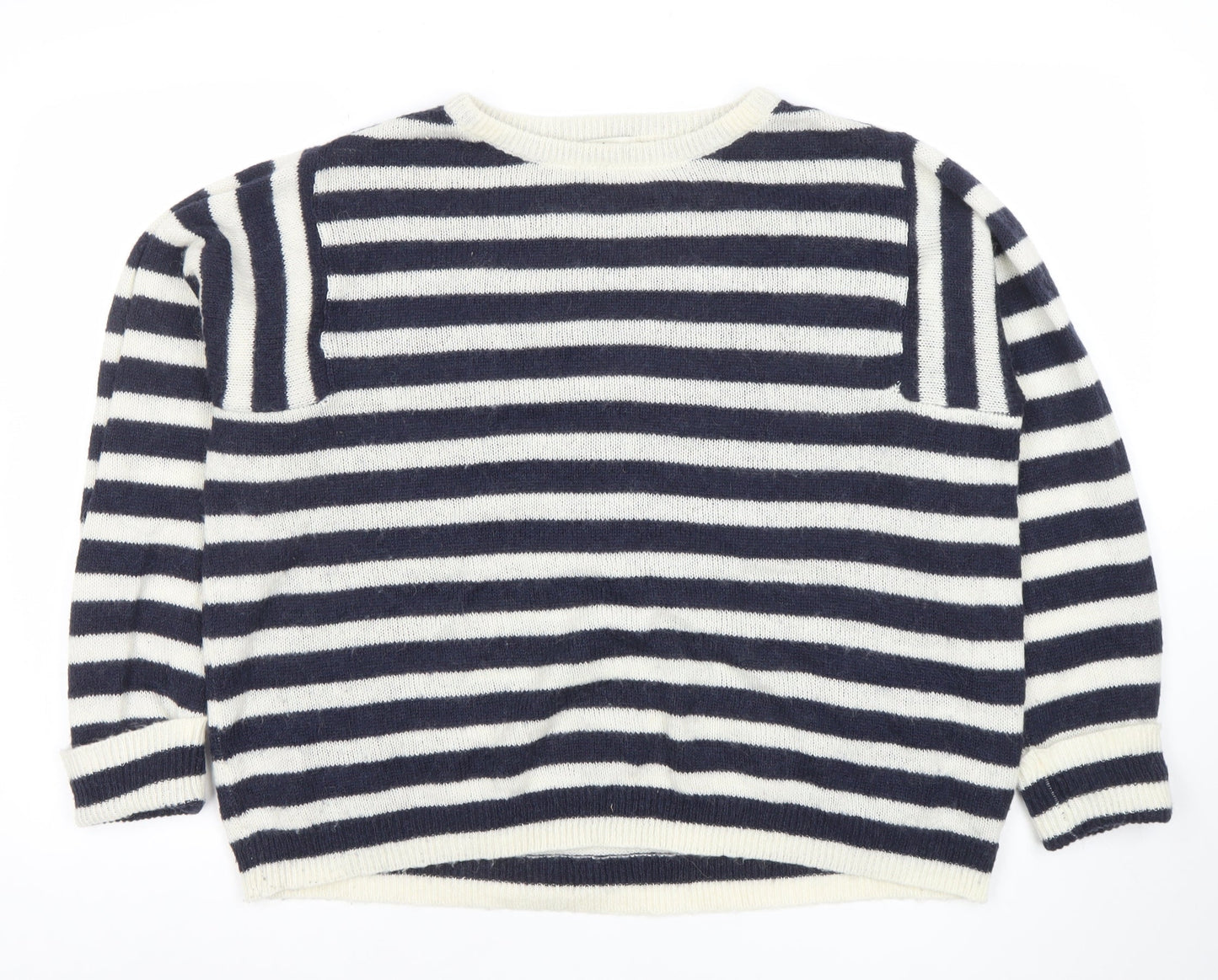 George Women’s Navy Cream Striped Knit Jumper Size 14