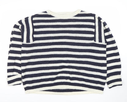 George Women’s Navy Cream Striped Knit Jumper Size 14