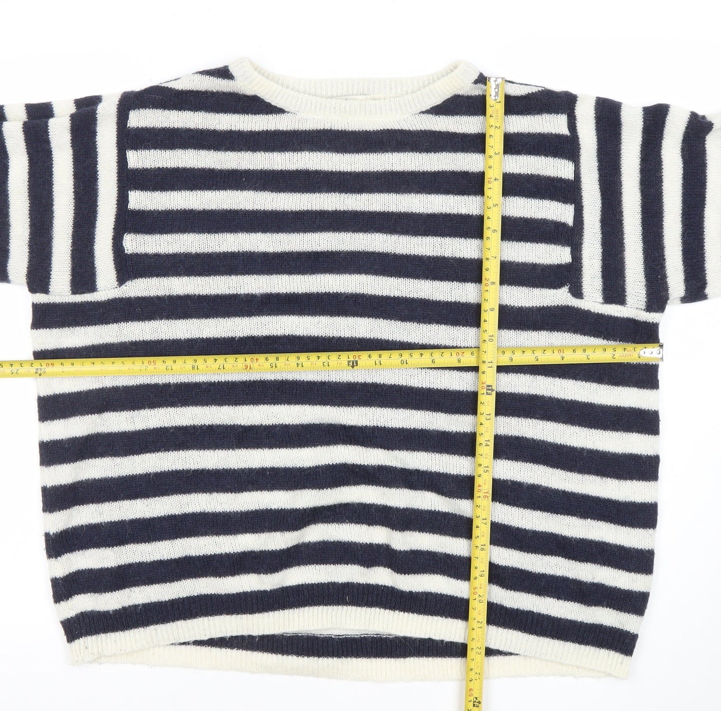 George Women’s Navy Cream Striped Knit Jumper Size 14