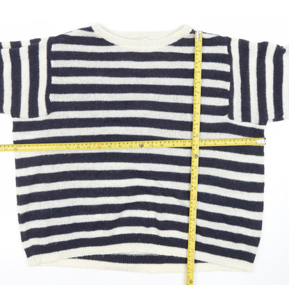 George Women’s Navy Cream Striped Knit Jumper Size 14