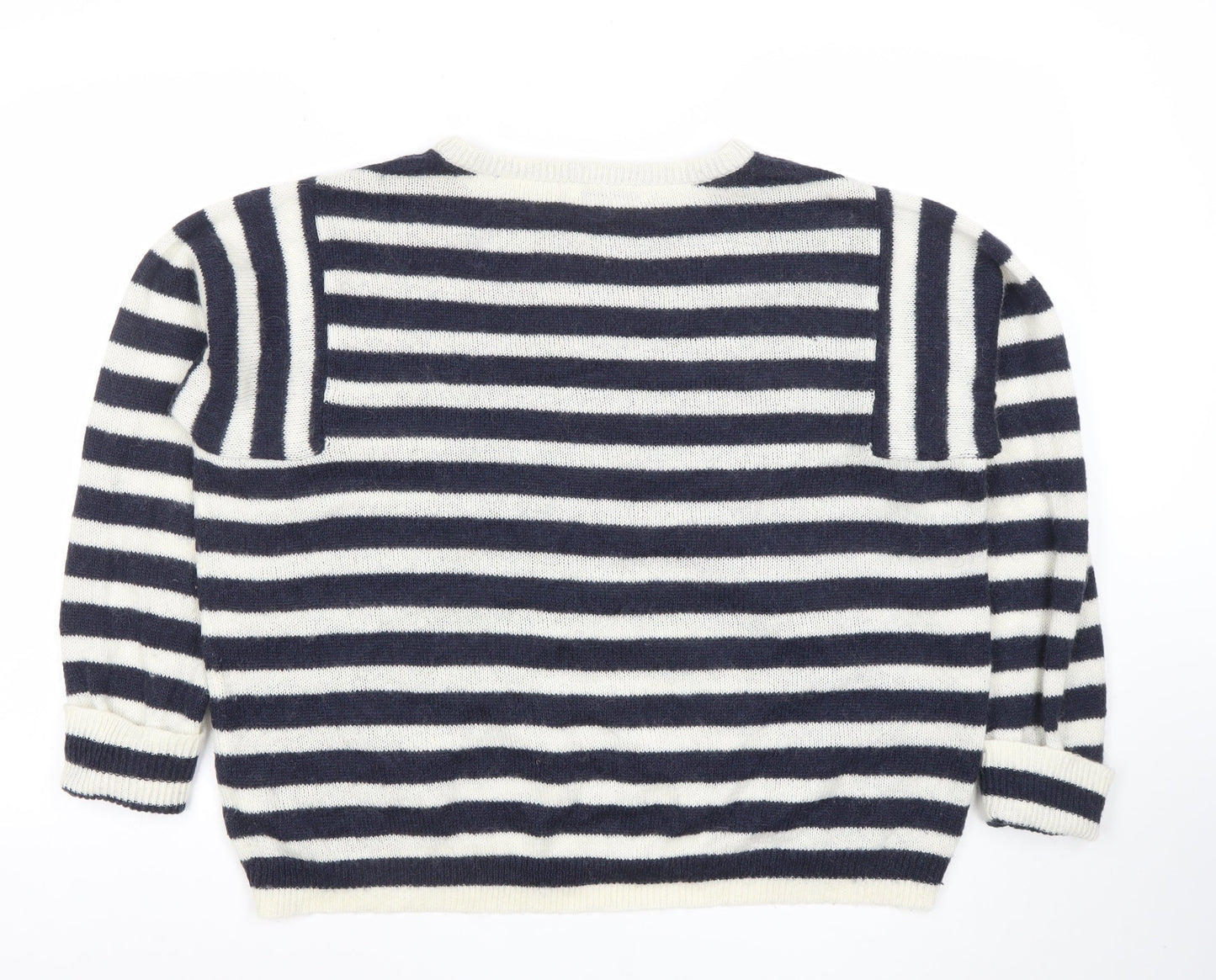 George Women’s Navy Cream Striped Knit Jumper Size 14