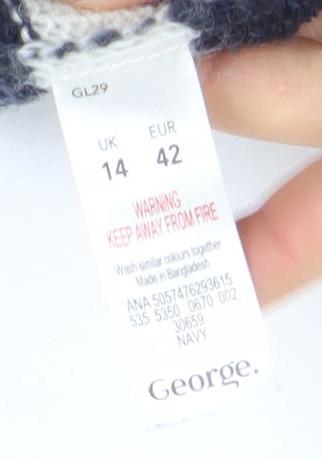 George Women’s Navy Cream Striped Knit Jumper Size 14