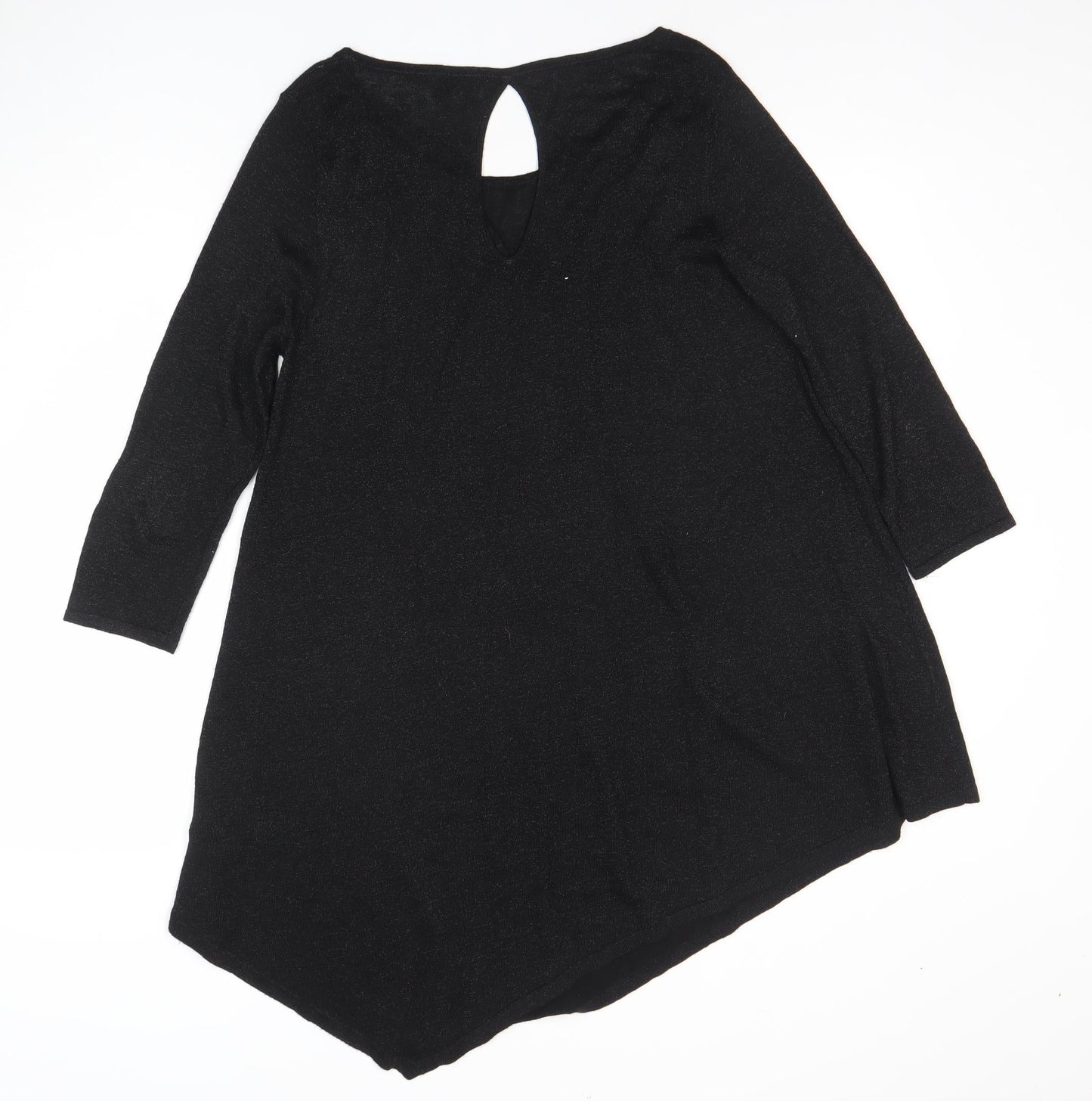 Next Women’s Black Asymmetric 3/4 Sleeve Knit Dress Size 14