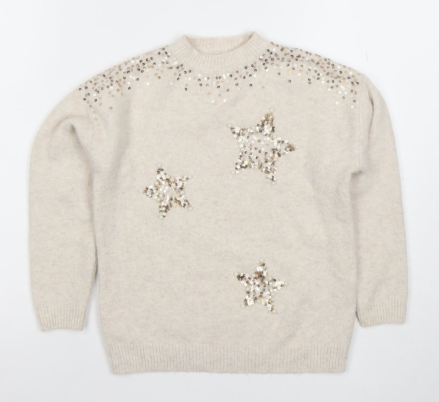 Girls UK Size 7 Years NEXT Beige Pullover Jumper