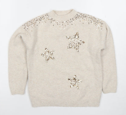 Girls UK Size 7 Years NEXT Beige Pullover Jumper