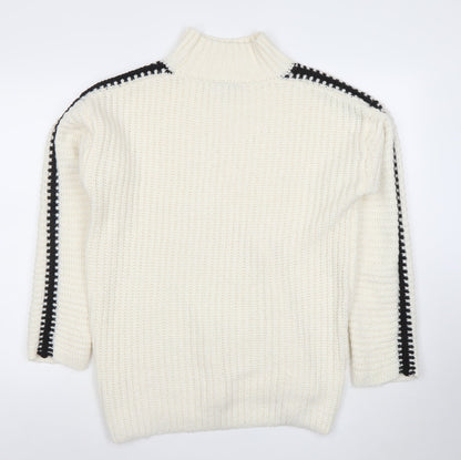 Tu Women’s Ivory Roll Neck Chunky Knit Jumper Size 12