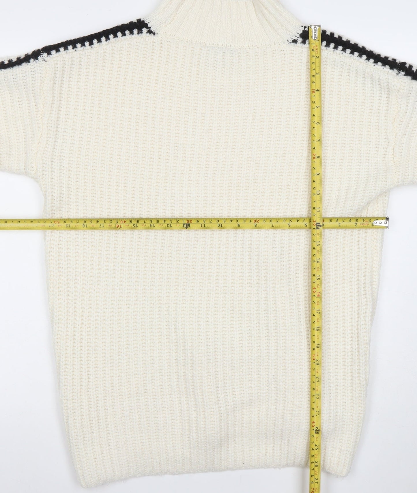 Tu Women’s Ivory Roll Neck Chunky Knit Jumper Size 12