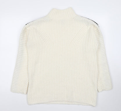 Tu Women’s Ivory Roll Neck Chunky Knit Jumper Size 12