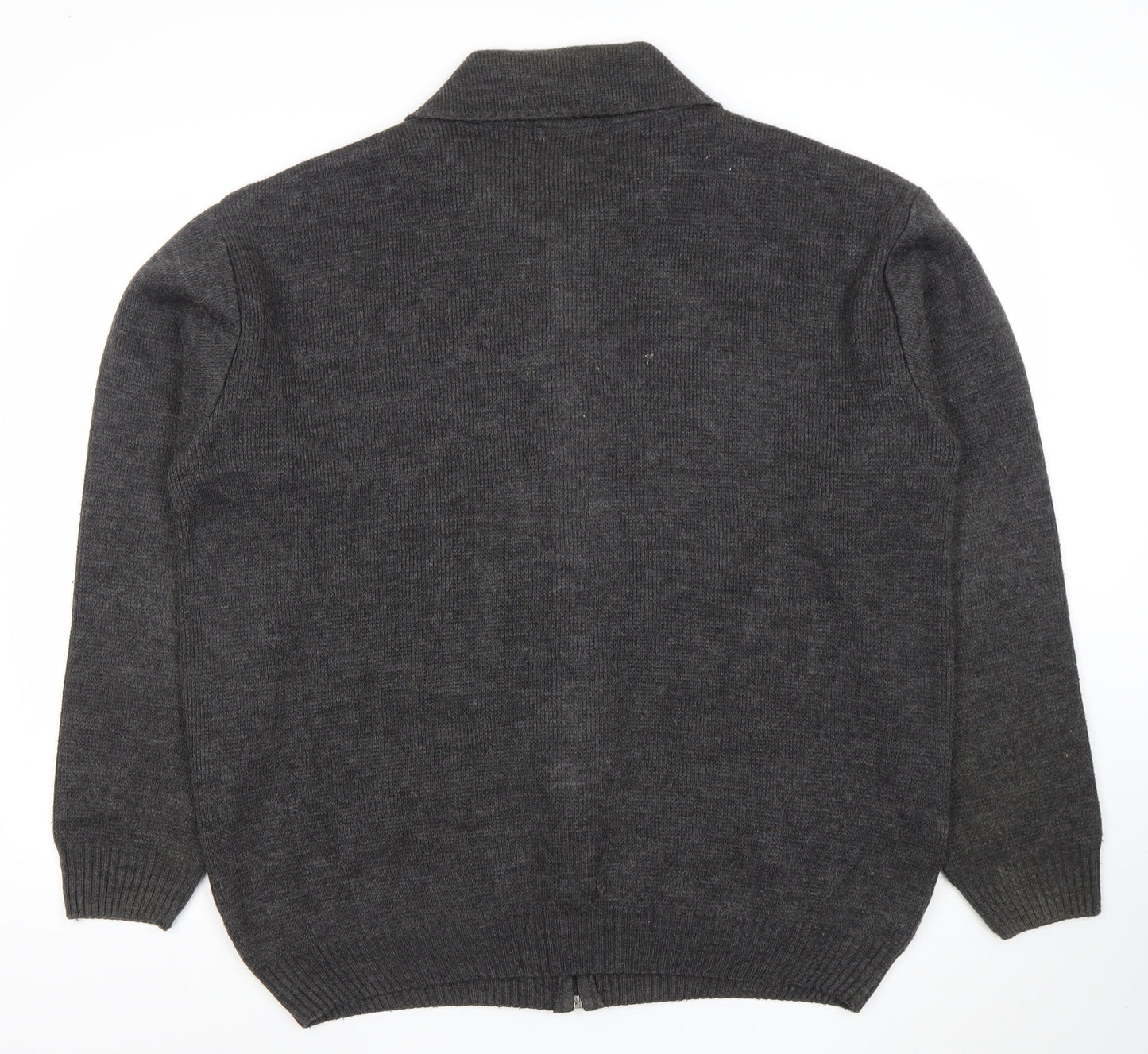 Esquire Men's Grey 3XL Full Zip Knit Jumper Collared Classic Style