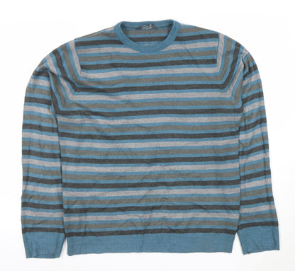 Cedar Wood State Men's Blue Striped Acrylic Pullover Jumper M