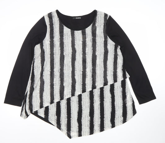 Quiz Womens Black Stripe Asymmetric Tunic Top Size 14
