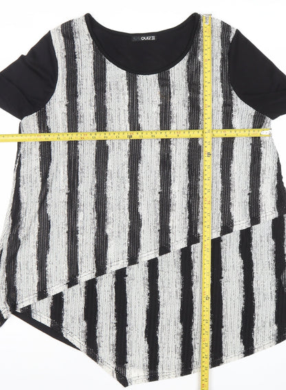 Quiz Womens Black Stripe Asymmetric Tunic Top Size 14