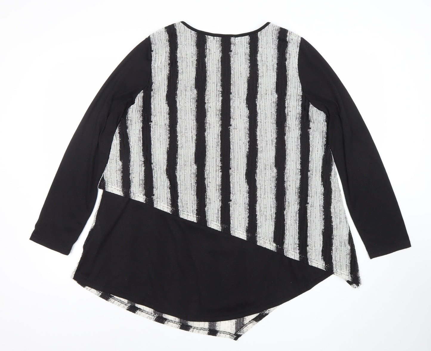 Quiz Womens Black Stripe Asymmetric Tunic Top Size 14