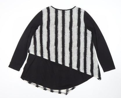 Quiz Womens Black Stripe Asymmetric Tunic Top Size 14