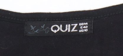 Quiz Womens Black Stripe Asymmetric Tunic Top Size 14