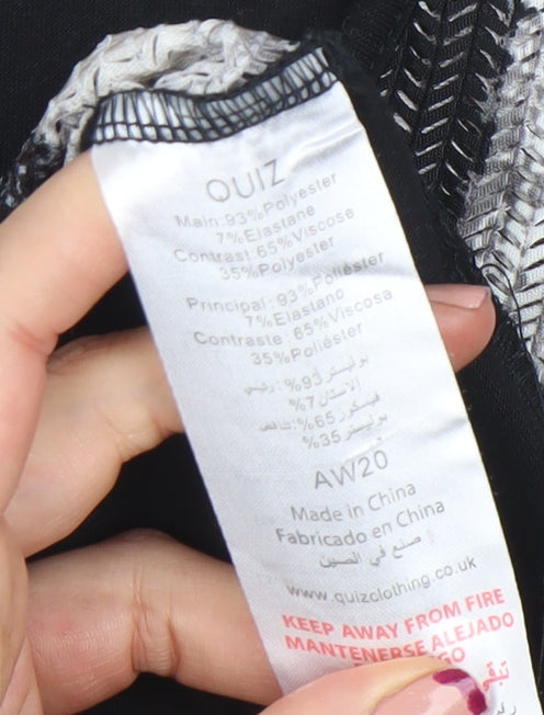 Quiz Womens Black Stripe Asymmetric Tunic Top Size 14