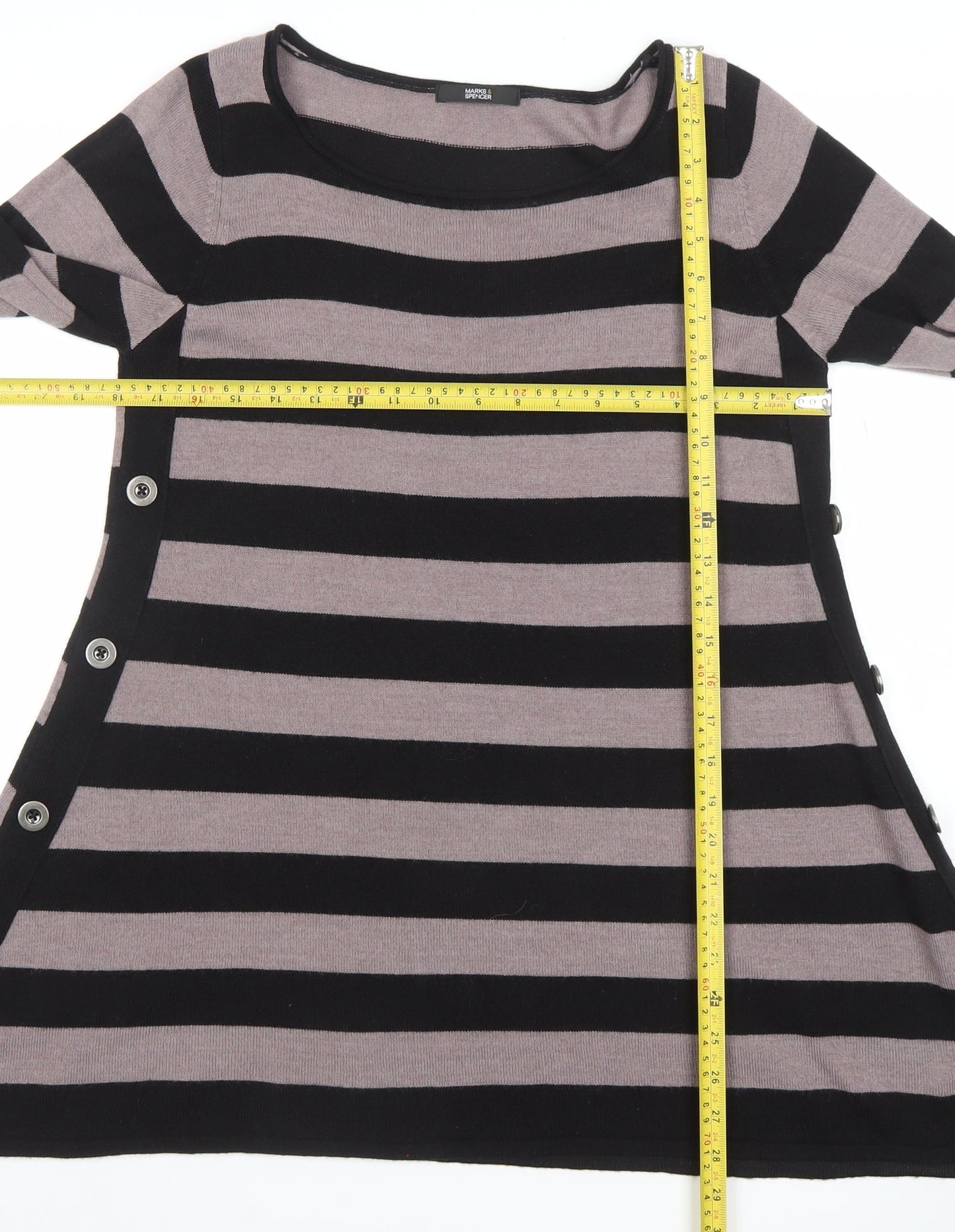 Womens UK Size 12 Marks and Spencer Black Tunic Jumper