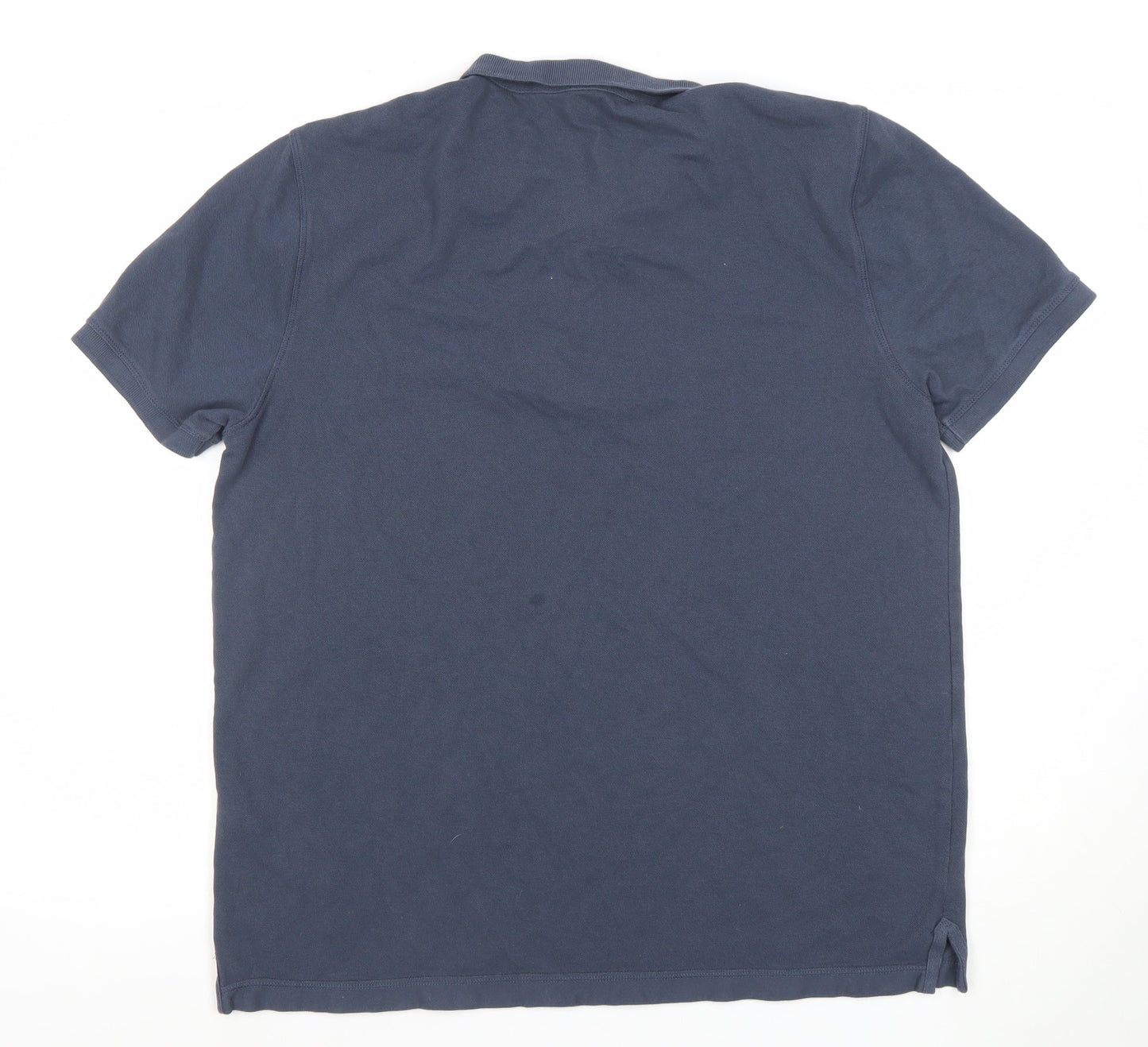 AllSaints Men Blue XXL Cotton Short Sleeve Polo Shirt