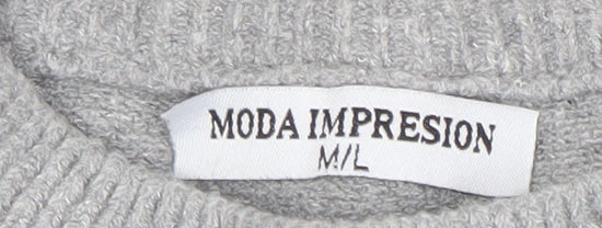 Womens UK Size M MODA IMPRESION Grey Pullover Jumper