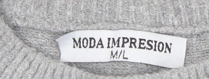 Womens UK Size M MODA IMPRESION Grey Pullover Jumper