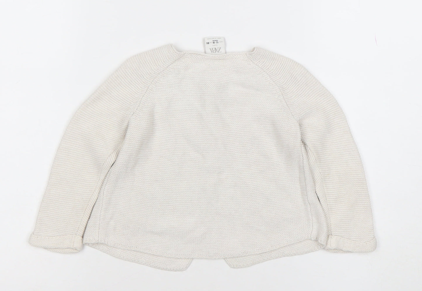 ZARA Unisex Baby Ivory Knit Cotton Cardigan 12-18 Months Button Front