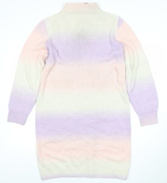 George Women’s Multicoloured High Neck Knit Tunic Jumper L 16-18
