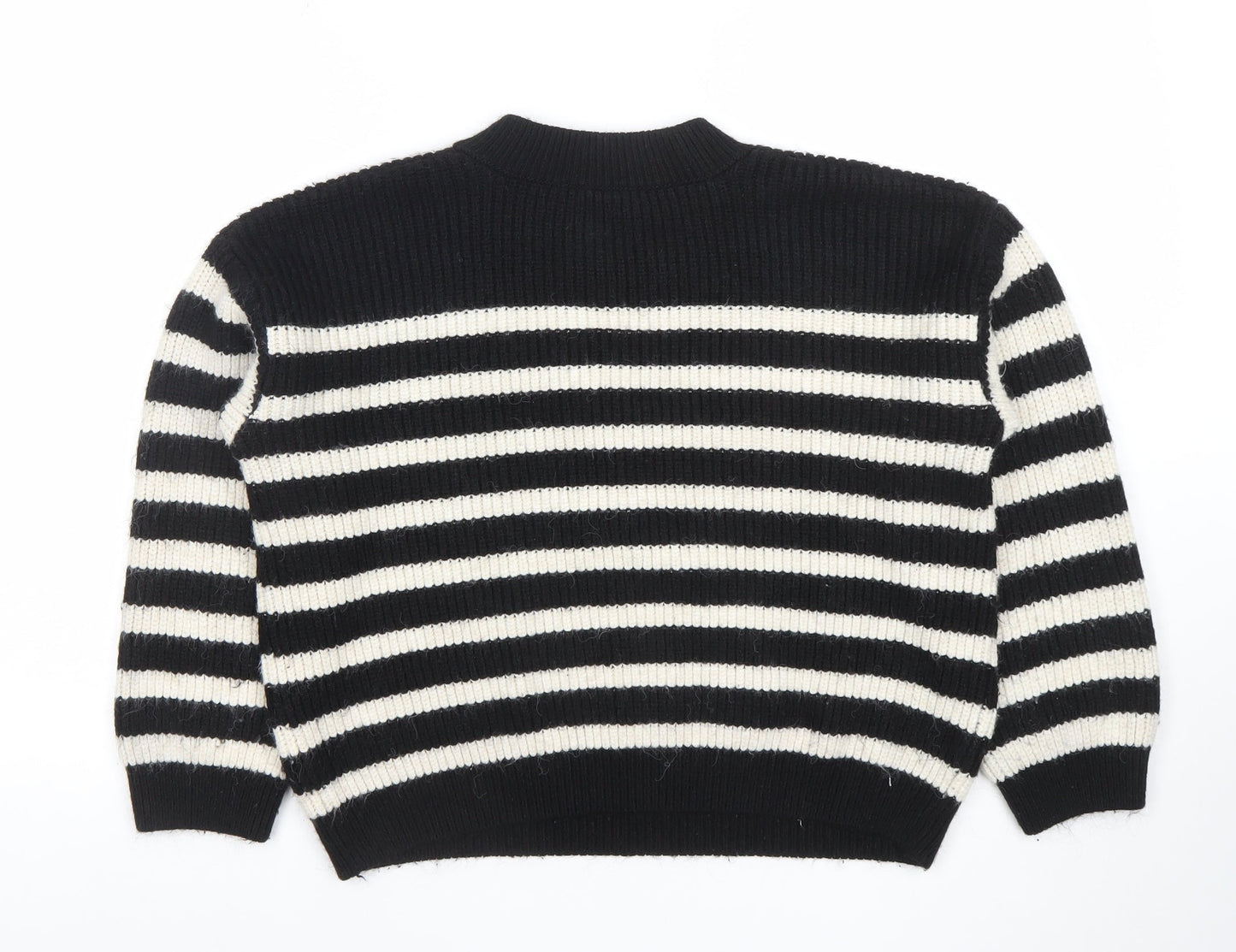 George Women’s Black & White Striped Henley Knit Jumper Size L