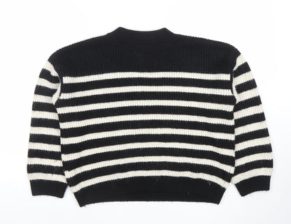 George Women’s Black & White Striped Henley Knit Jumper Size L