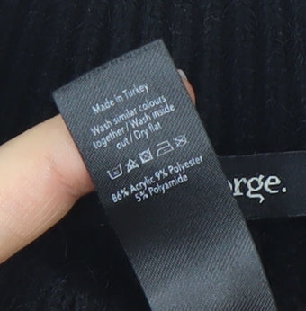 George Women’s Black & White Striped Henley Knit Jumper Size L