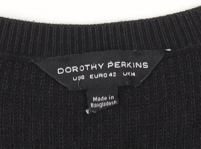 Dorothy Perkins Women’s Black Crew Neck Knit Jumper Size 14